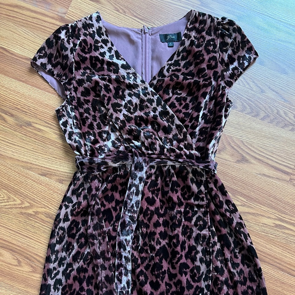 J Crew Velvet Leopard print Dress, size 8